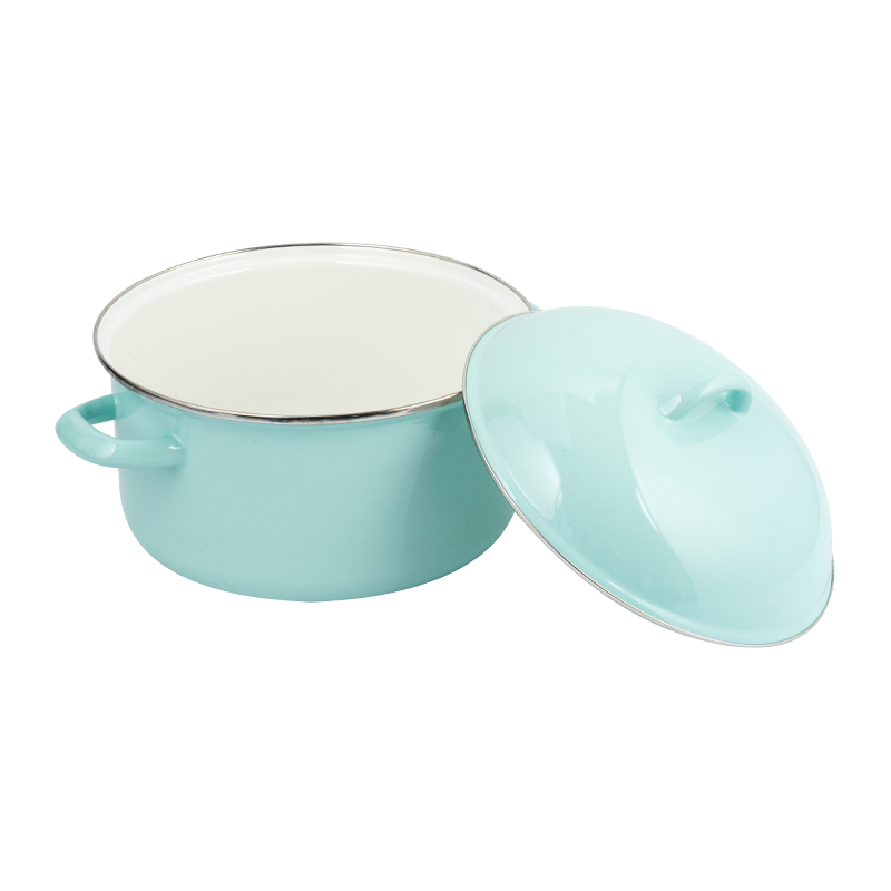 801Dエナメルダブルハンドルストレートストックポット