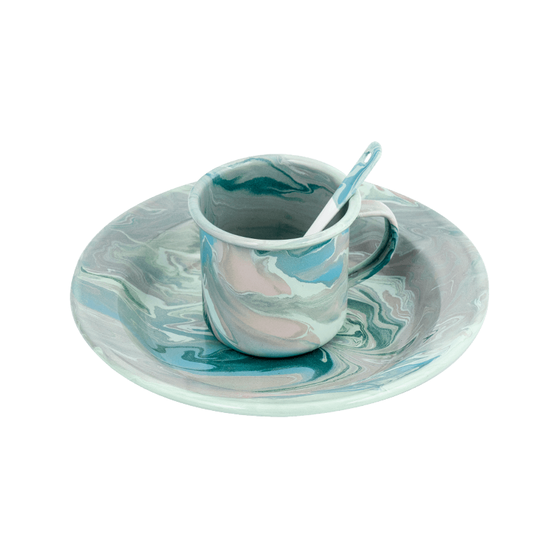 ヨーロッパの花のエナメルティーポットセット