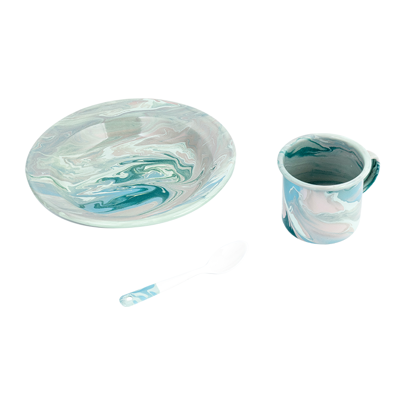 ヨーロッパの花のエナメルティーポットセット